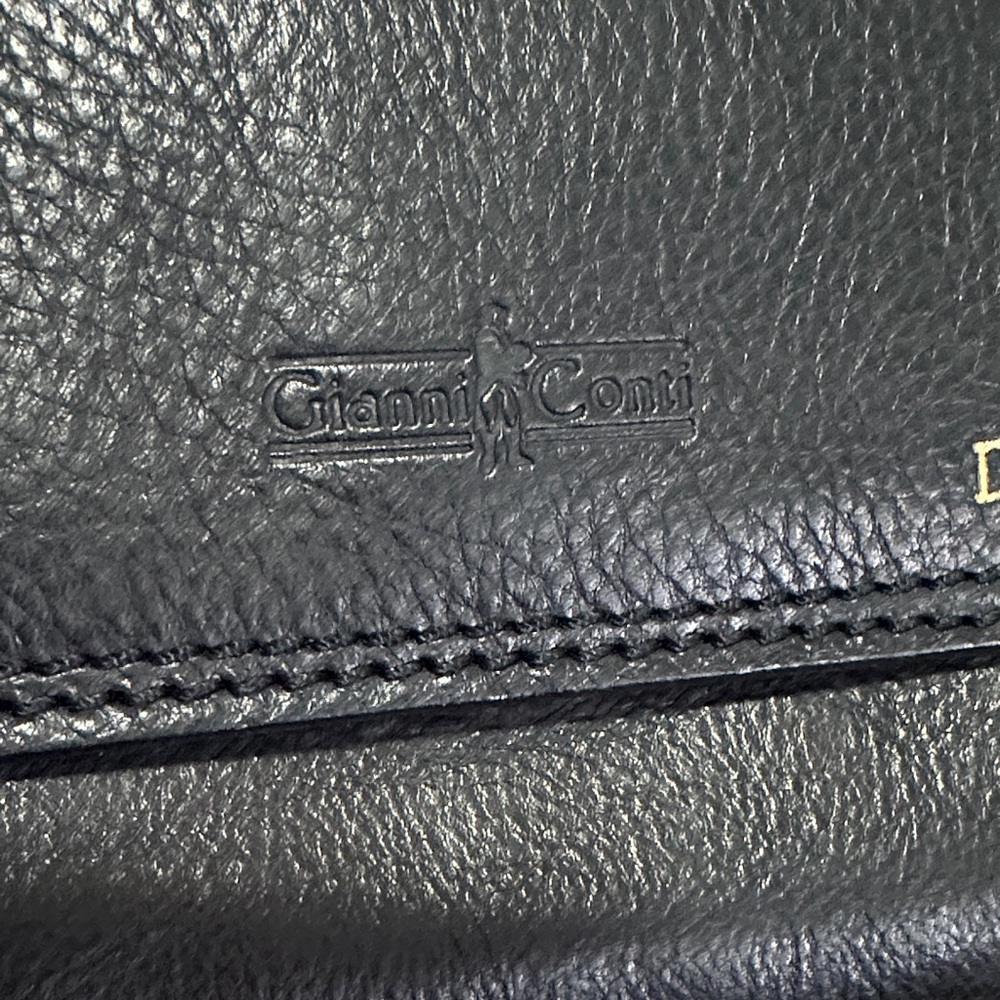 Giani Bernini Black Pebbled Leather Monogrammed Wallet Clutch - Picture 2 of 8